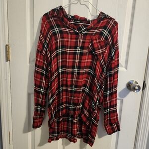 Blu Pepper Red and Black Plaid Button Down Shirt